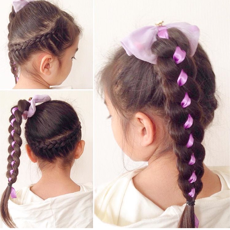 驚くばかり子供 髪型 リボン 編み込み 最高のヘアスタイルのアイデア